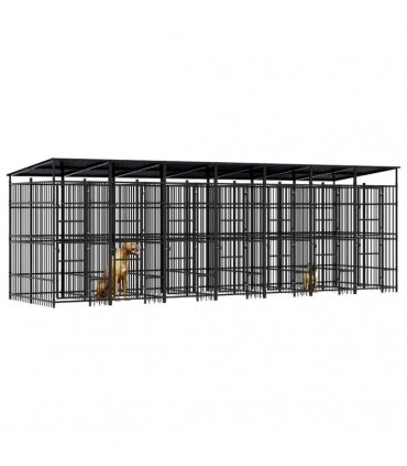 vidaXL Outdoor Dog Kennel with Roof Steel 12.9 m²
