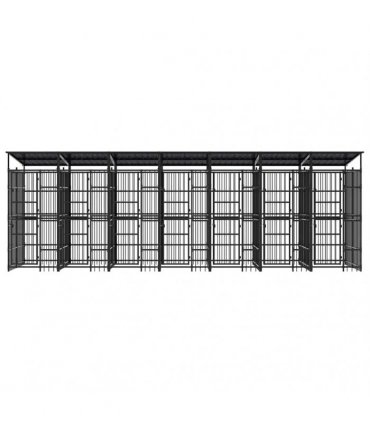 vidaXL Outdoor Dog Kennel with Roof Steel 12.9 m²