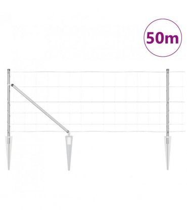 vidaXL Welded Wire Fence with Spikes 50 x 0.8 m Galvanised Steel Mesh