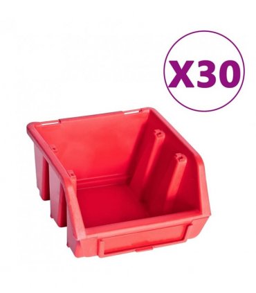 vidaXL 136 Piece Storage Bin Kit with Wall Panels Red and Black