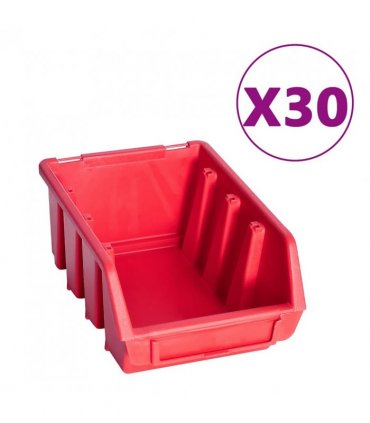 vidaXL 136 Piece Storage Bin Kit with Wall Panels Red and Black