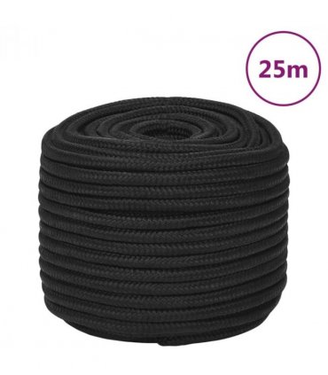 vidaXL Boat Rope Full Black 12 mm 25 m Polypropylene