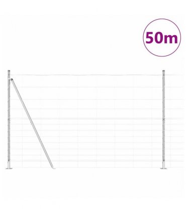 vidaXL Welded Wire Fence with Concrete Base 50 x 1.5 m Silver Mesh
