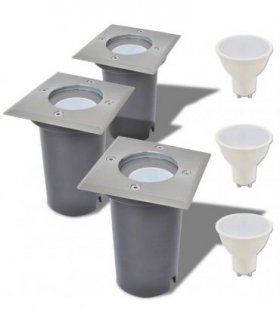 vidaXL Outdoor LED Ground Lights 3 pcs Square