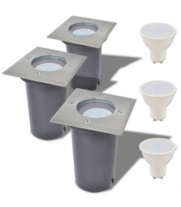vidaXL Outdoor LED Ground Lights 3 pcs Square