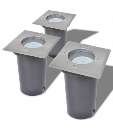 vidaXL Outdoor LED Ground Lights 3 pcs Square