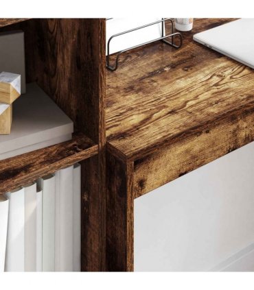 vidaXL Desk with Drawer with Shelf with Storage 2 pcs Smoked Oak