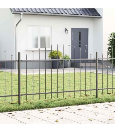 vidaXL Garden Fence 3 pcs Grey 170 x 140 cm Powder-Coated Steel