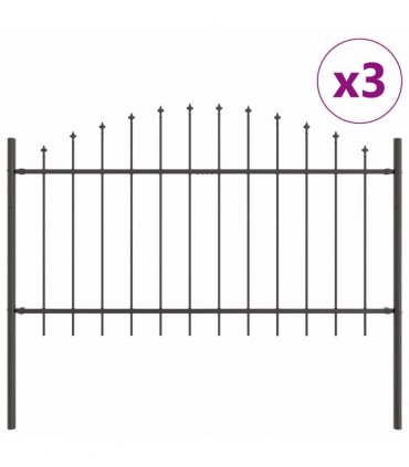 vidaXL Garden Fence 3 pcs Grey 170 x 140 cm Powder-Coated Steel