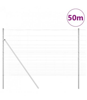 vidaXL Ground Fix Welded Wire Fence 50 x 1.5 m Galvanised Steel Silver
