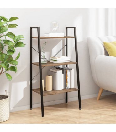vidaXL 3-Tier Standing Shelf Dark Brown and Black 56x35x108 cm