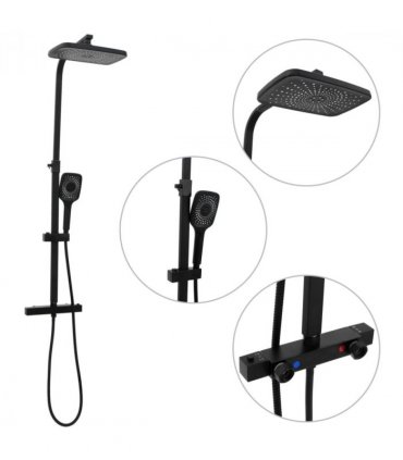vidaXL Dual Head Shower Set with Mixer and Hose Black Brass