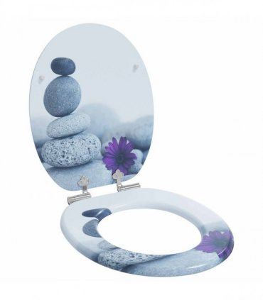 vidaXL Soft-Close Toilet Seat Grey 44 x 38 cm MDF board