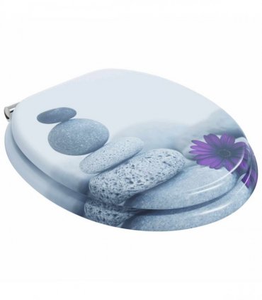 vidaXL Soft-Close Toilet Seat Grey 44 x 38 cm MDF board