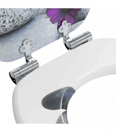 vidaXL Soft-Close Toilet Seat Grey 44 x 38 cm MDF board
