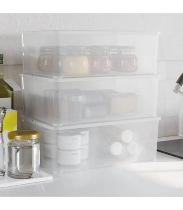 vidaXL Plastic Storage Boxes 3 pcs 10 L Stackable