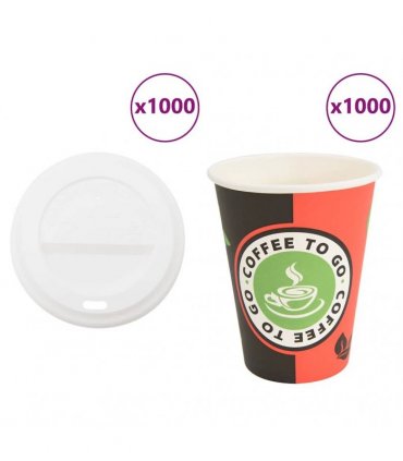 vidaXL Paper Coffee Cups with Lids 1000 pcs 4oz 100ml