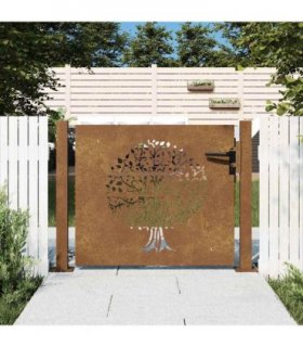 vidaXL Garden Gate 100x100 cm Corten Steel Tree Design