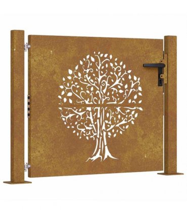 vidaXL Garden Gate 100x100 cm Corten Steel Tree Design