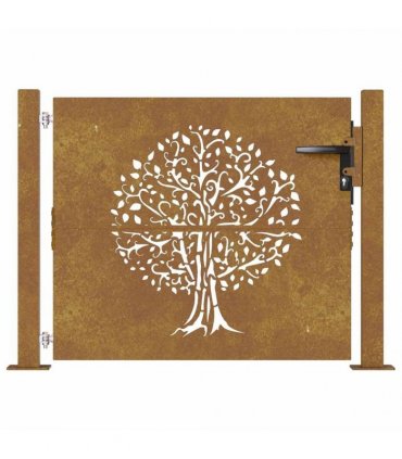 vidaXL Garden Gate 100x100 cm Corten Steel Tree Design