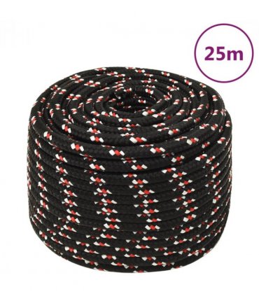 vidaXL Boat Rope Black 14 mm 25 m Polypropylene