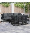 vidaXL Garden Sofa Set with Cushion 6 pcs Black Steel