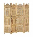 vidaXL Hand carved 4-Panel Room Divider 160x165 cm Solid Mango Wood