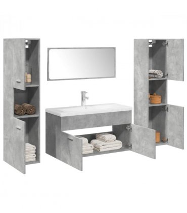vidaXL 5 Piece Bathroom Furniture Set Concrete Grey Engineered Wood