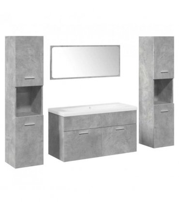 vidaXL 5 Piece Bathroom Furniture Set Concrete Grey Engineered Wood