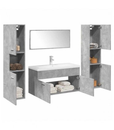 vidaXL 5 Piece Bathroom Furniture Set Concrete Grey Engineered Wood