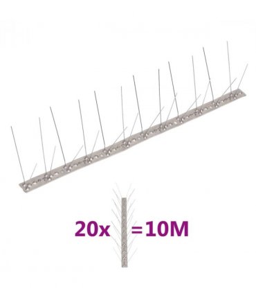 vidaXL 4-row Stainless Steel Bird & Pigeon Spikes Set of 20 10 m