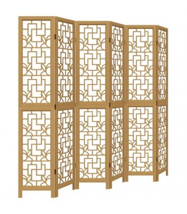 vidaXL Room Divider 6 Panels Brown Solid Wood Paulownia