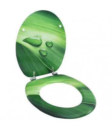 vidaXL WC Toilet Seat with Lid MDF Green Water Drop Design