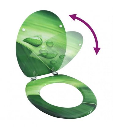 vidaXL WC Toilet Seat with Lid MDF Green Water Drop Design