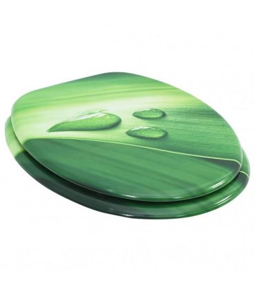 vidaXL WC Toilet Seat with Lid MDF Green Water Drop Design