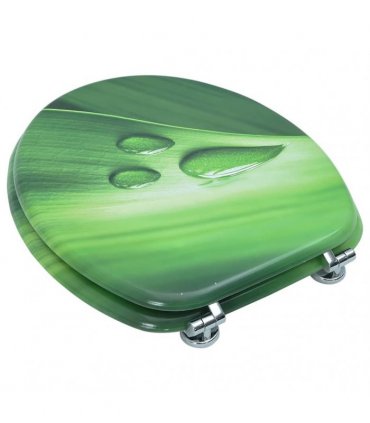 vidaXL WC Toilet Seat with Lid MDF Green Water Drop Design