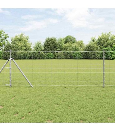vidaXL Ground Fix Welded Wire Fence 25 x 0.8 m Galvanised Steel Silver