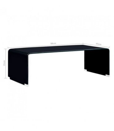vidaXL Coffee Table | Black | Tempered Safety Glass | 98 x 45 x 31 cm