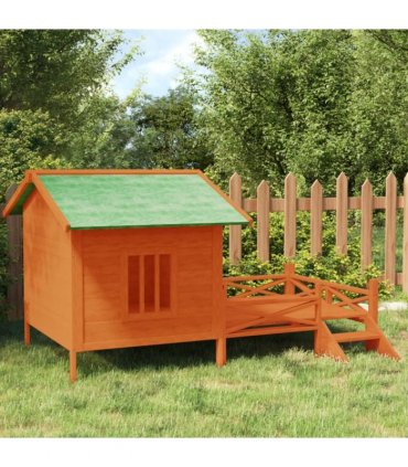 vidaXL Dog Kennel Brown 159x120x88.5 cm Solid Wood Pine