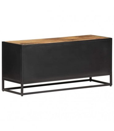 vidaXL TV Cabinet 90x30x40 cm Rough Mango Wood and Natural Cane