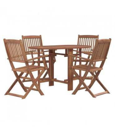 vidaXL Outdoor Dining Set | Brown | Solid acacia wood | Compact |  Foldable