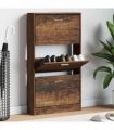 vidaXL Shoe Cabinet Smoked Oak 59x17x108 cm Engineered Wood