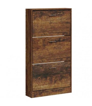 vidaXL Shoe Cabinet Smoked Oak 59x17x108 cm Engineered Wood