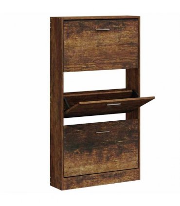vidaXL Shoe Cabinet Smoked Oak 59x17x108 cm Engineered Wood