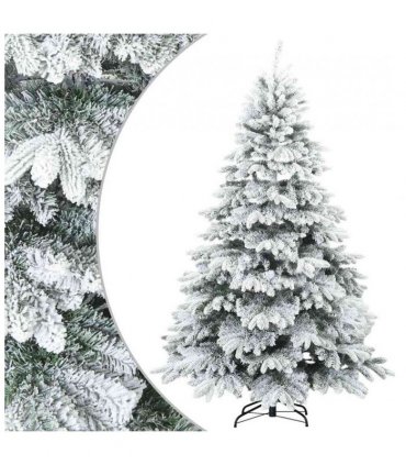 vidaXL Artificial Hinged Christmas Tree Snow Flocked White 180 cm