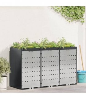 vidaXL Wheelie Bin Storage for 3 Bins Anthracite 204 x 77.5 x 121.5 cm