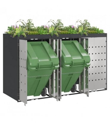 vidaXL Wheelie Bin Storage for 3 Bins Anthracite 204 x 77.5 x 121.5 cm