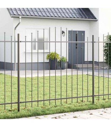 vidaXL Garden Fence 2 pcs Grey 170 x 165 cm Powder-Coated Steel