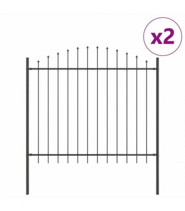 vidaXL Garden Fence 2 pcs Grey 170 x 165 cm Powder-Coated Steel