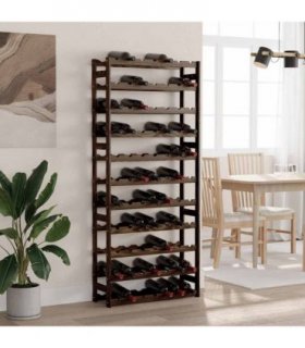 vidaXL Wine Rack for 77 Bottles Black Solid Wood Pine